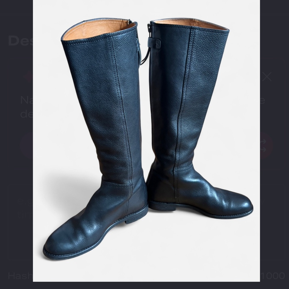 Madewell Sidney Tall Black Leather Riding Boots- size 7 - Picture 2 of 8